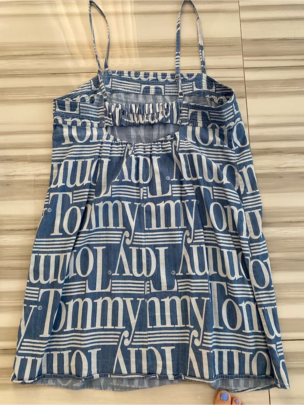 Tommy Jeans Blue Logo Print Denim Dress
